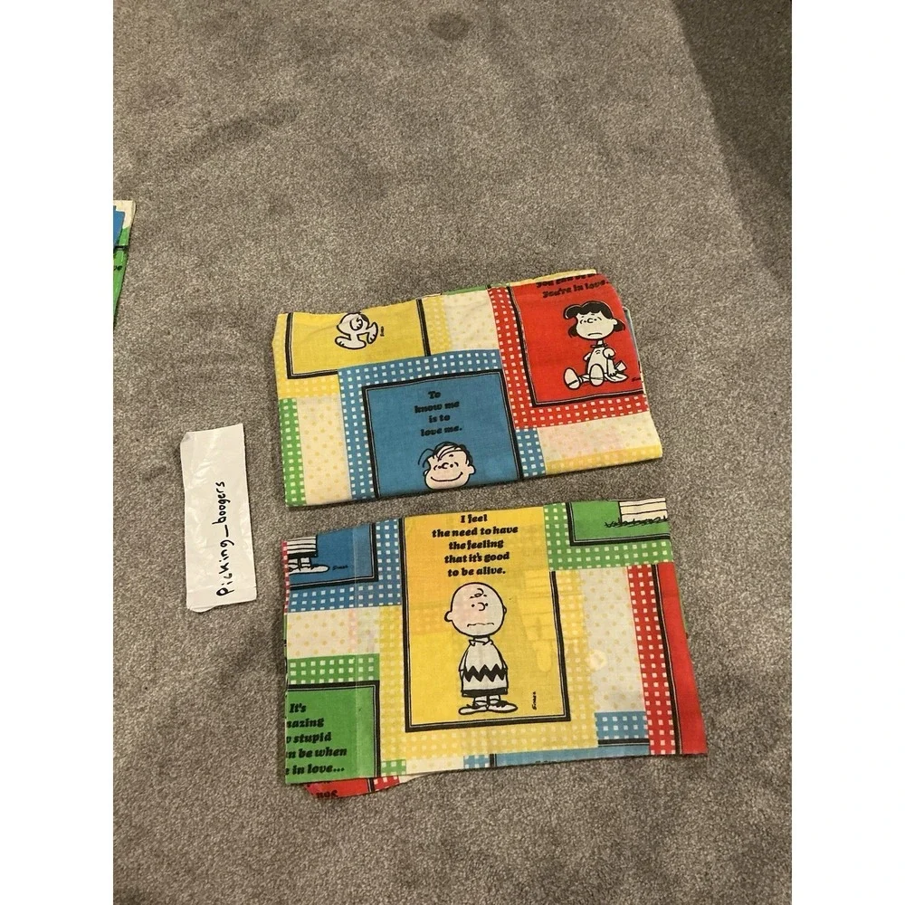 Vintage 1970s Peanuts Charles Schultz Twin Set, Sheet Flat, Fitted, 2 Pillowcase